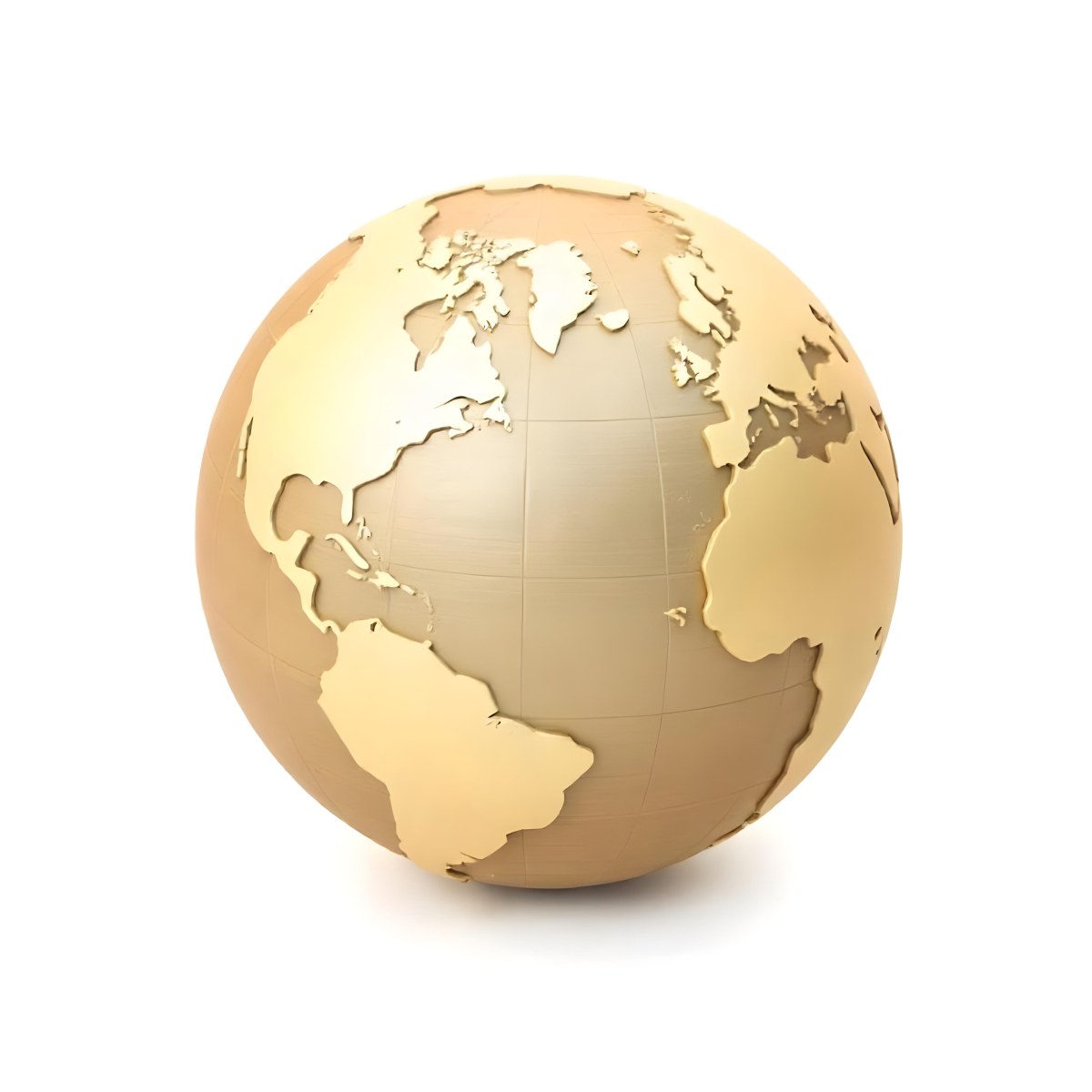 A Golden Globe With The Continents Carved On It The Globe Is Over A White Background 9 6f8e