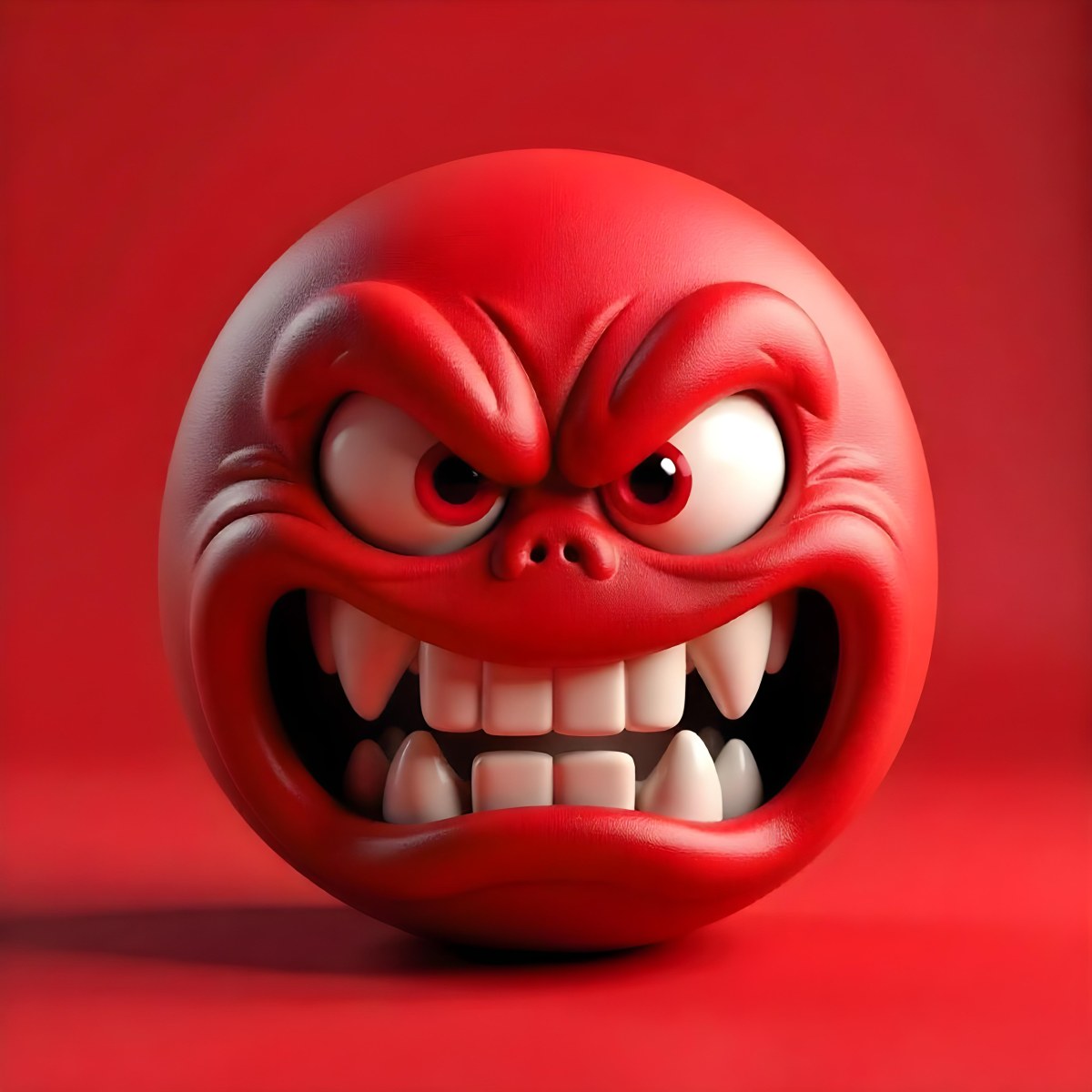 A Red Angry Emoji With White Teeth And Red Eyes On A Red Background 14 Aac4
