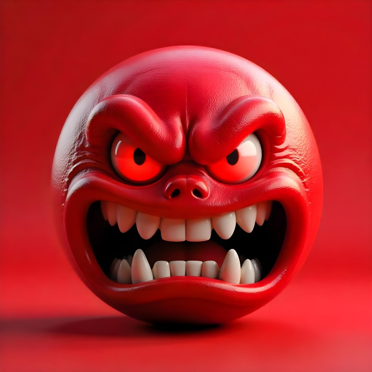 A Red Angry Emoji With White Teeth And Red Eyes On A Red Background 15 1c75