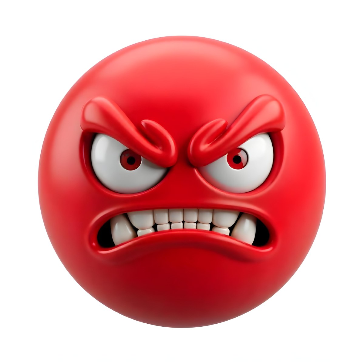 A Red Angry Emoji With White Teeth And Red Eyes On A Red Background 2 2d40