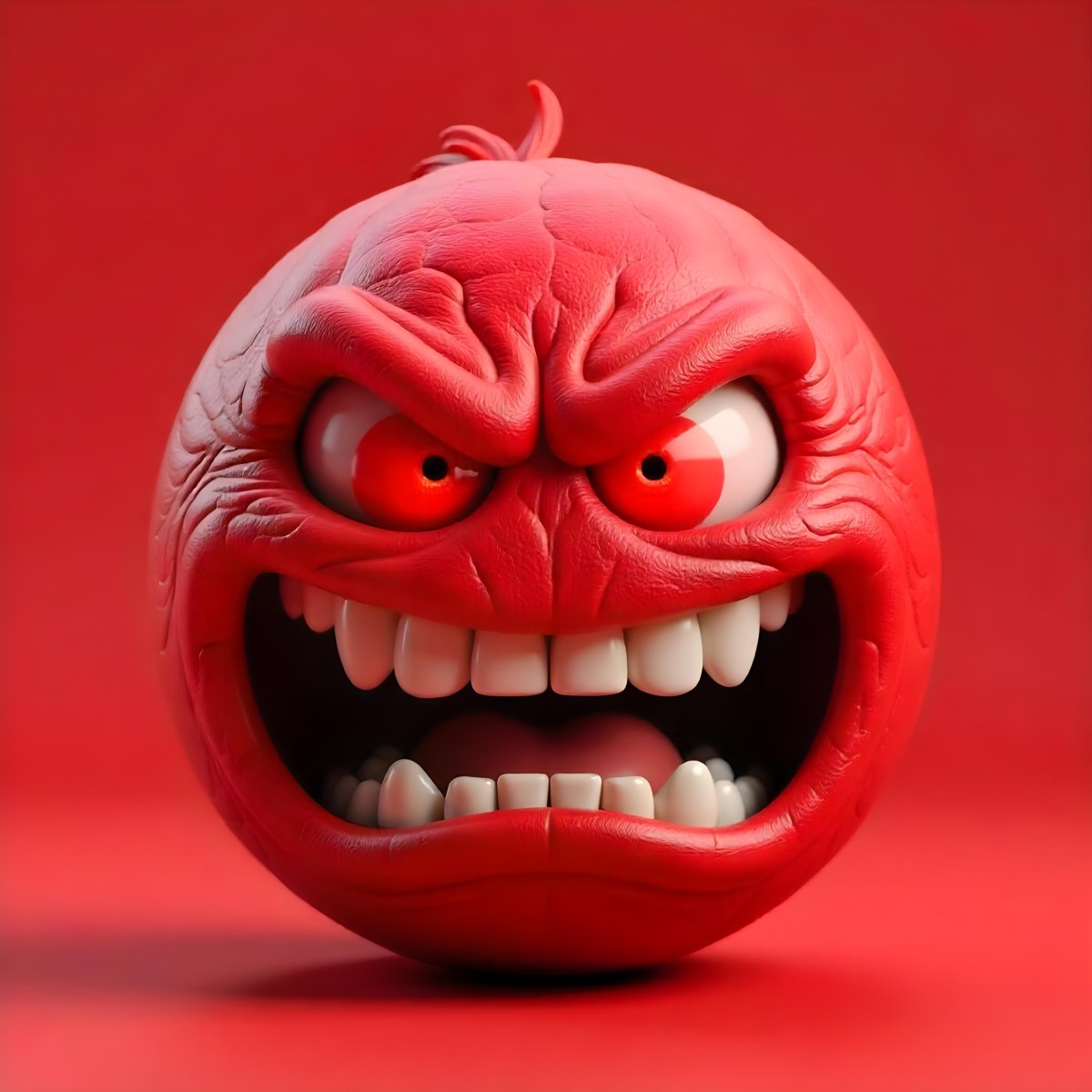 A Red Angry Emoji With White Teeth And Red Eyes On A Red Background 29 E8d7