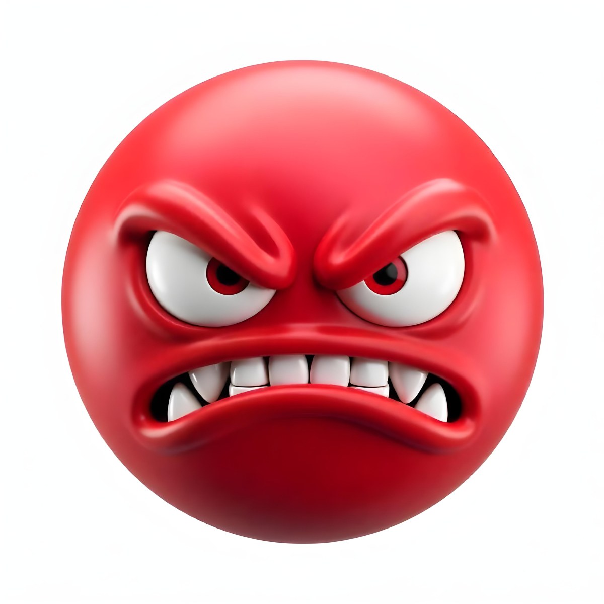 A Red Angry Emoji With White Teeth And Red Eyes On A Red Background 6 6ef6