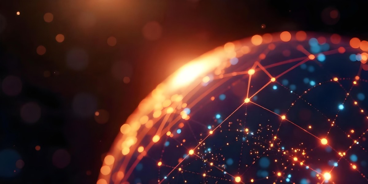 Abstract Globe With Orange And Red Glowing Lines And Dots Network Connections Orange Background With Bokeh Effect 10 7d67