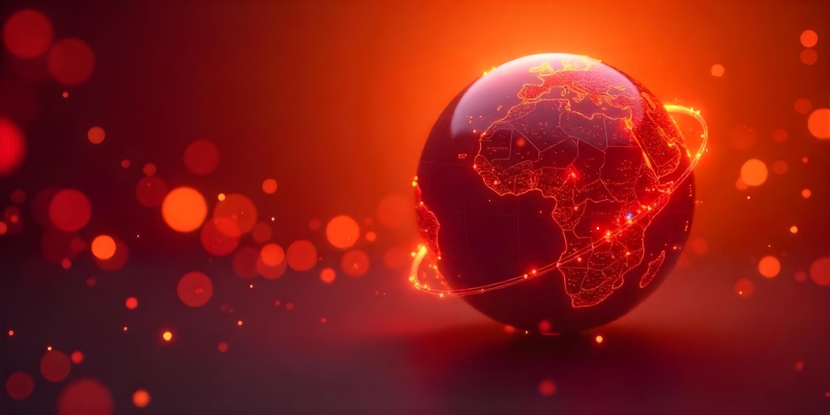 Abstract Globe With Orange And Red Glowing Lines And Dots Network Connections Orange Background With Bokeh Effect 18 44f2