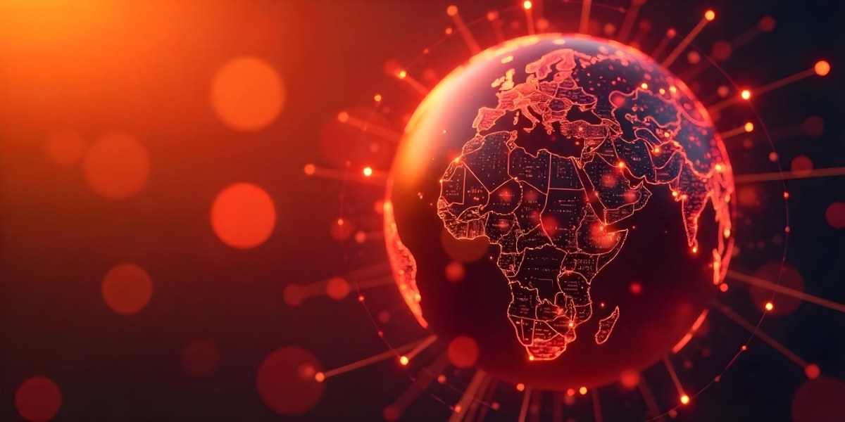 Abstract Globe With Orange And Red Glowing Lines And Dots Network Connections Orange Background With Bokeh Effect 36 F43c