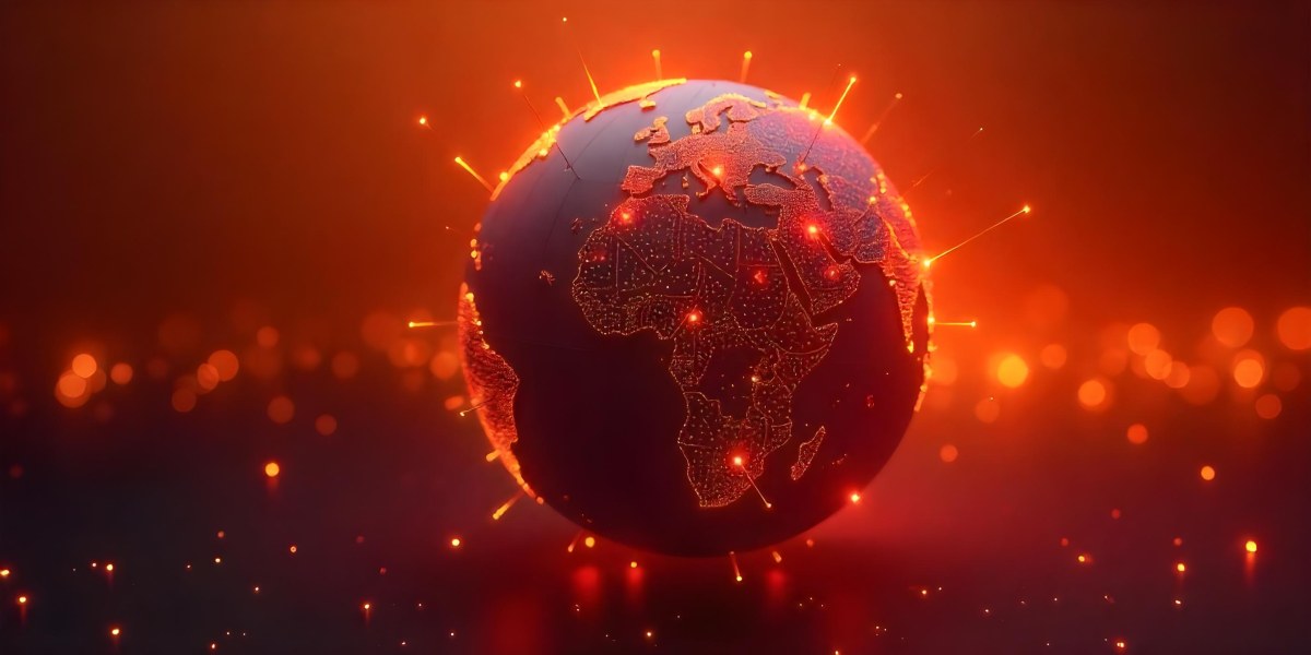 Abstract Globe With Orange And Red Glowing Lines And Dots Network Connections Orange Background With Bokeh Effect 42 62c7