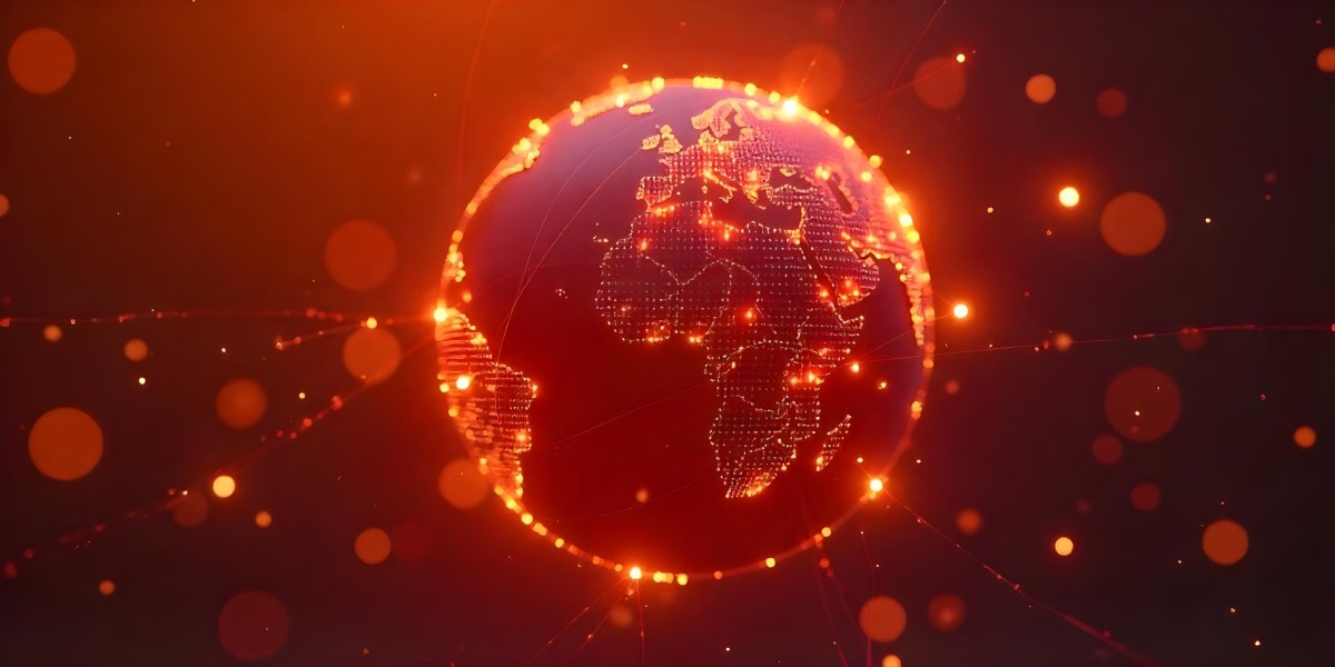 Abstract Globe With Orange And Red Glowing Lines And Dots Network Connections Orange Background With Bokeh Effect 46 79c1