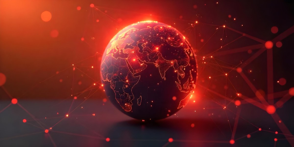 Abstract Globe With Orange And Red Glowing Lines And Dots Network Connections Orange Background With Bokeh Effect 47 D509