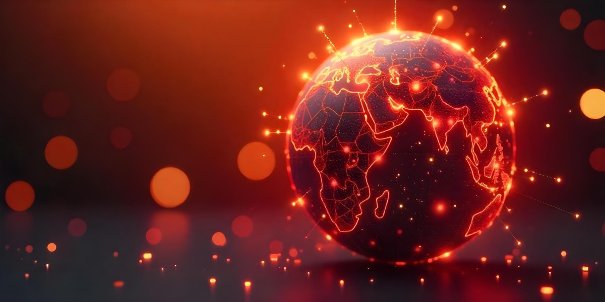 Abstract Globe With Orange And Red Glowing Lines And Dots Network Connections Orange Background With Bokeh Effect 48 B716