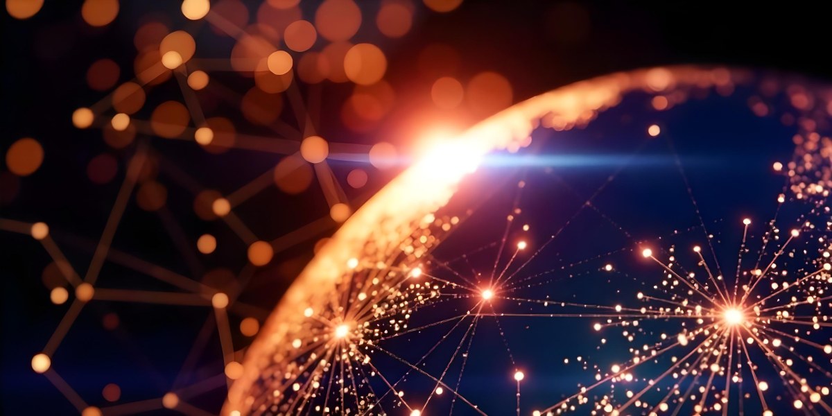 Abstract Globe With Orange And Red Glowing Lines And Dots Network Connections Orange Background With Bokeh Effect 6 F0b4