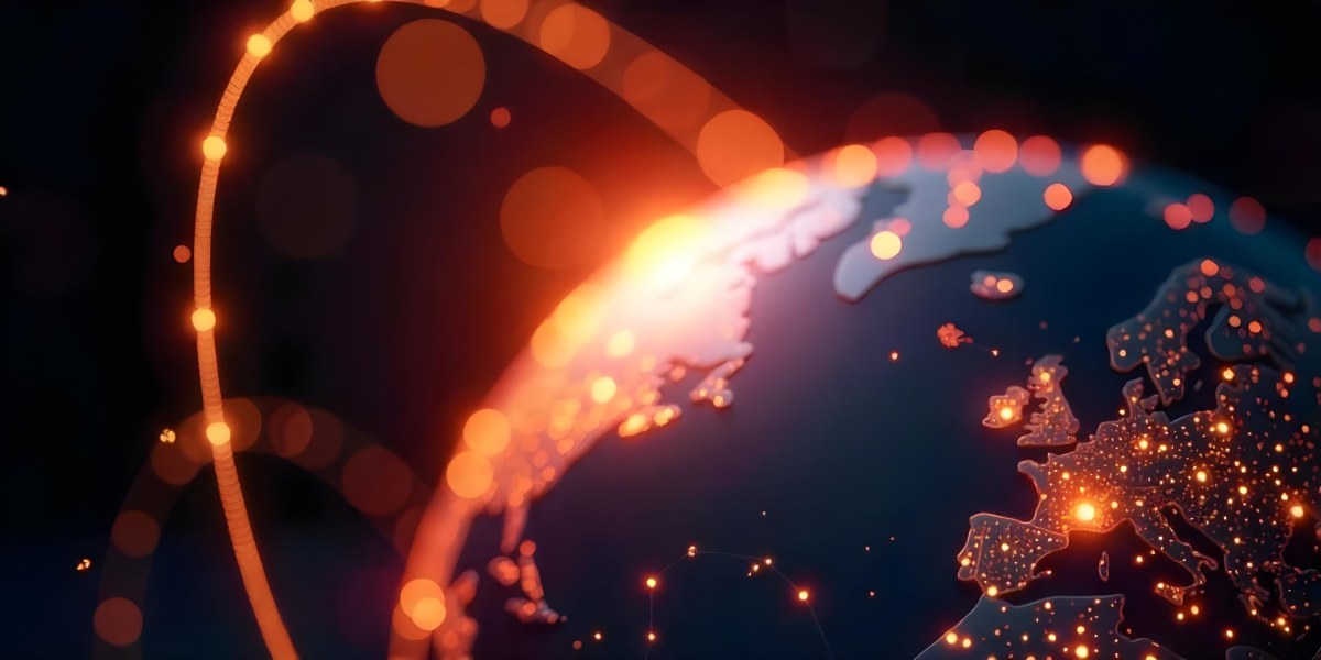 Abstract Globe With Orange And Red Glowing Lines And Dots Network Connections Orange Background With Bokeh Effect 7 1e04