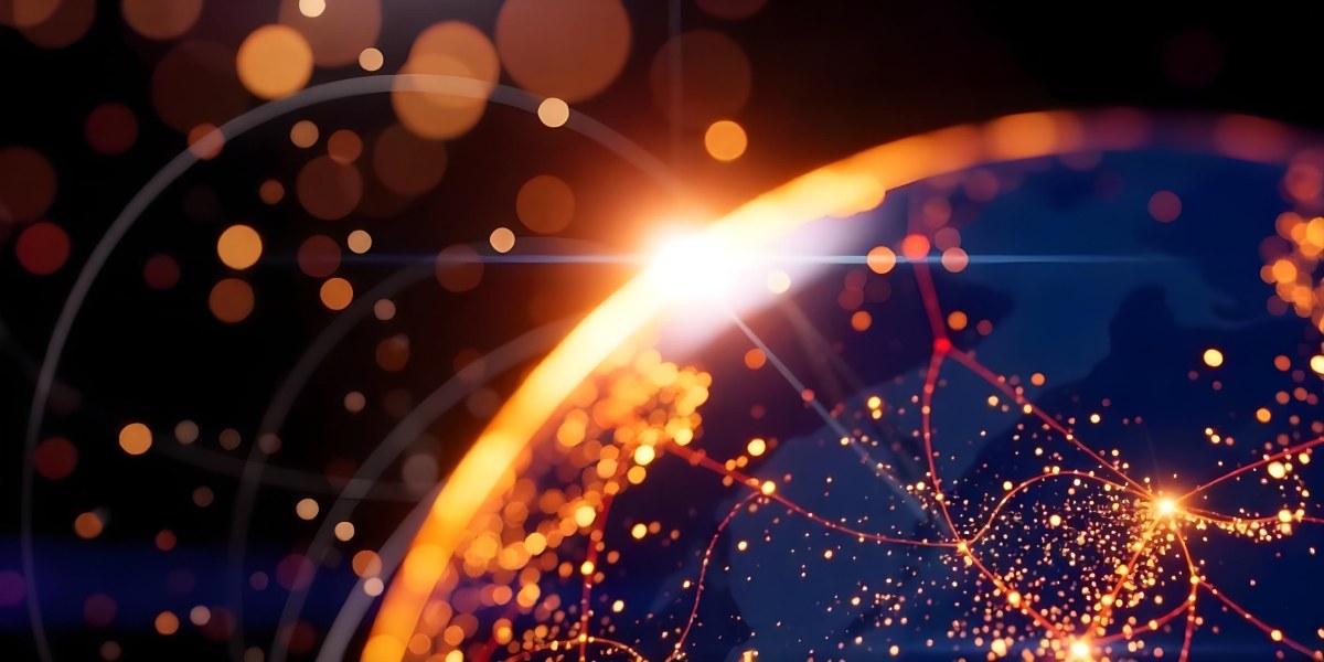 Abstract Globe With Orange And Red Glowing Lines And Dots Network Connections Orange Background With Bokeh Effect 8 8362