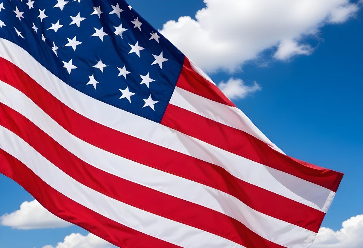American Flag Waving In The Wind