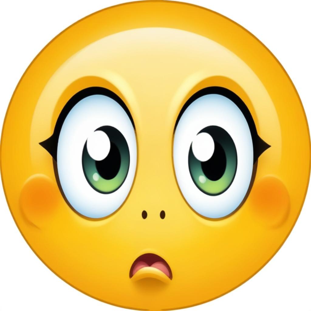 Digital Painting A Yellow Emoji With Big Yellow Eyes A Small Open Mouth And Raised Eyebrows Expressing A Sense Of Concern On A White Background Bold And Slim Lines Brush Strokes 12 C9b3