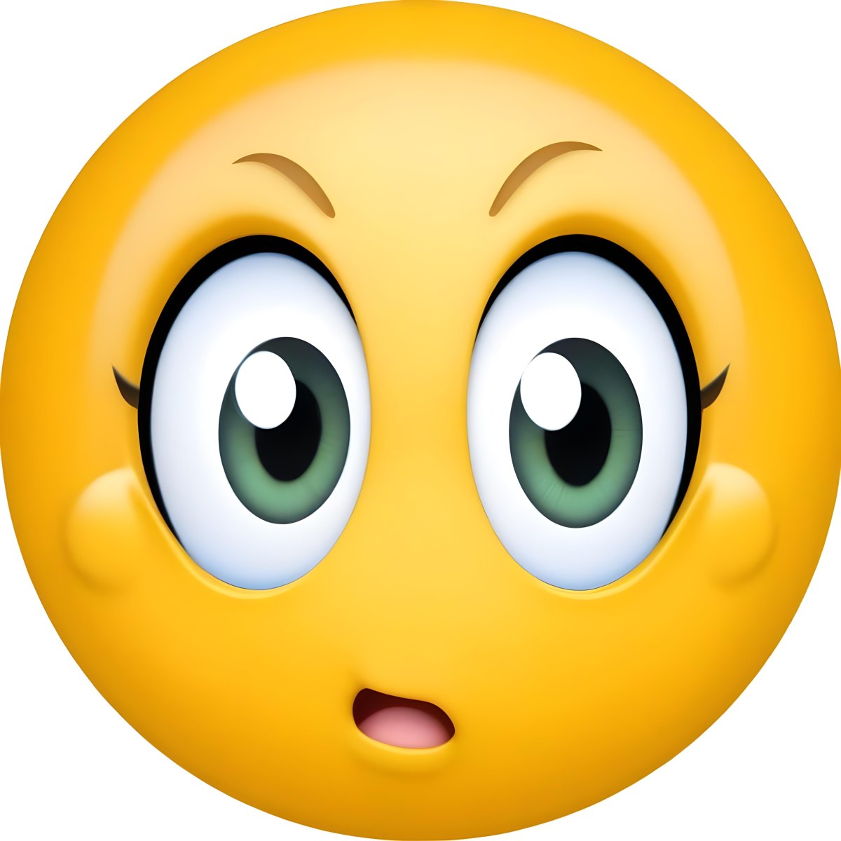 Digital Painting A Yellow Emoji With Big Yellow Eyes A Small Open Mouth And Raised Eyebrows Expressing A Sense Of Concern On A White Background Bold And Slim Lines Brush Strokes 16 D566