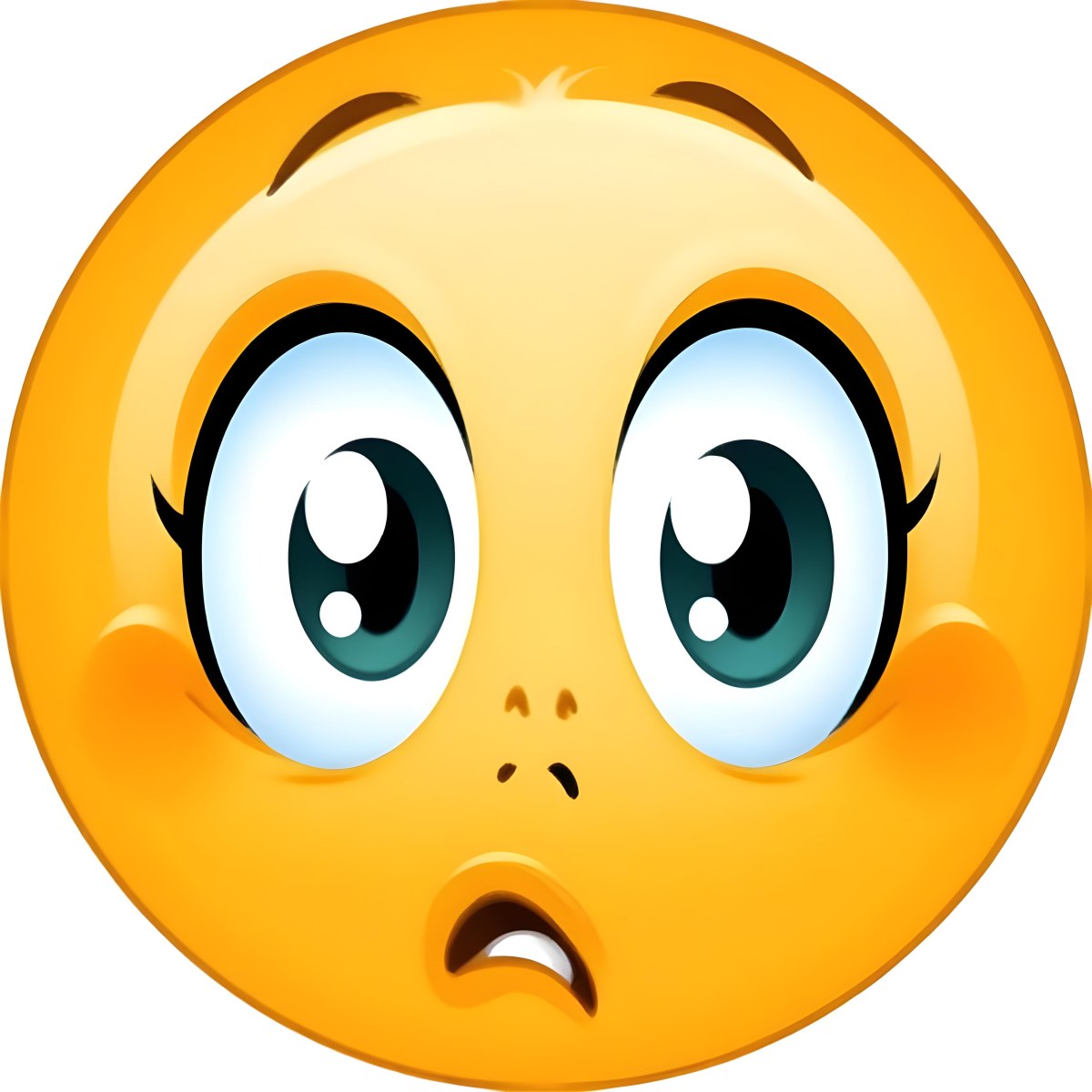 Digital Painting A Yellow Emoji With Big Yellow Eyes A Small Open Mouth And Raised Eyebrows Expressing A Sense Of Concern On A White Background Bold And Slim Lines Brush Strokes 5 73ce