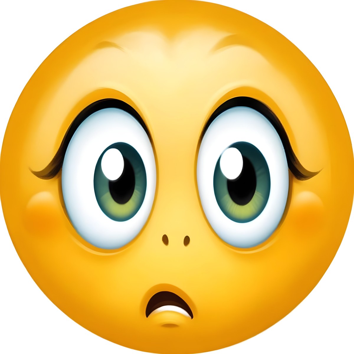 Digital Painting A Yellow Emoji With Big Yellow Eyes A Small Open Mouth And Raised Eyebrows Expressing A Sense Of Concern On A White Background Bold And Slim Lines Brush Strokes 6 36ef