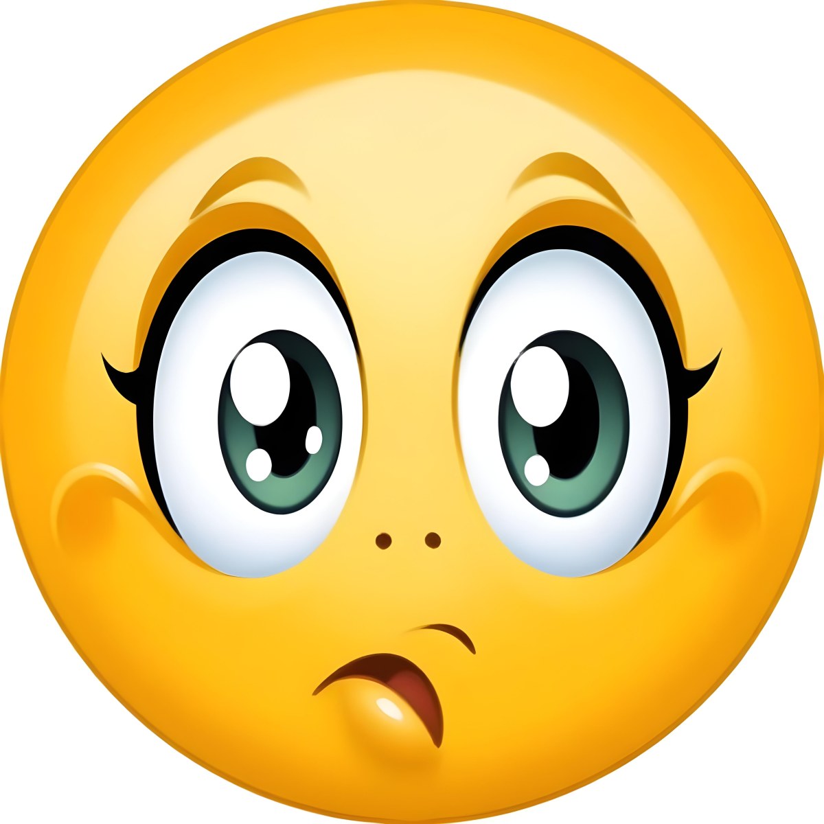 Digital Painting A Yellow Emoji With Big Yellow Eyes A Small Open Mouth And Raised Eyebrows Expressing A Sense Of Concern On A White Background Bold And Slim Lines Brush Strokes 7 3849