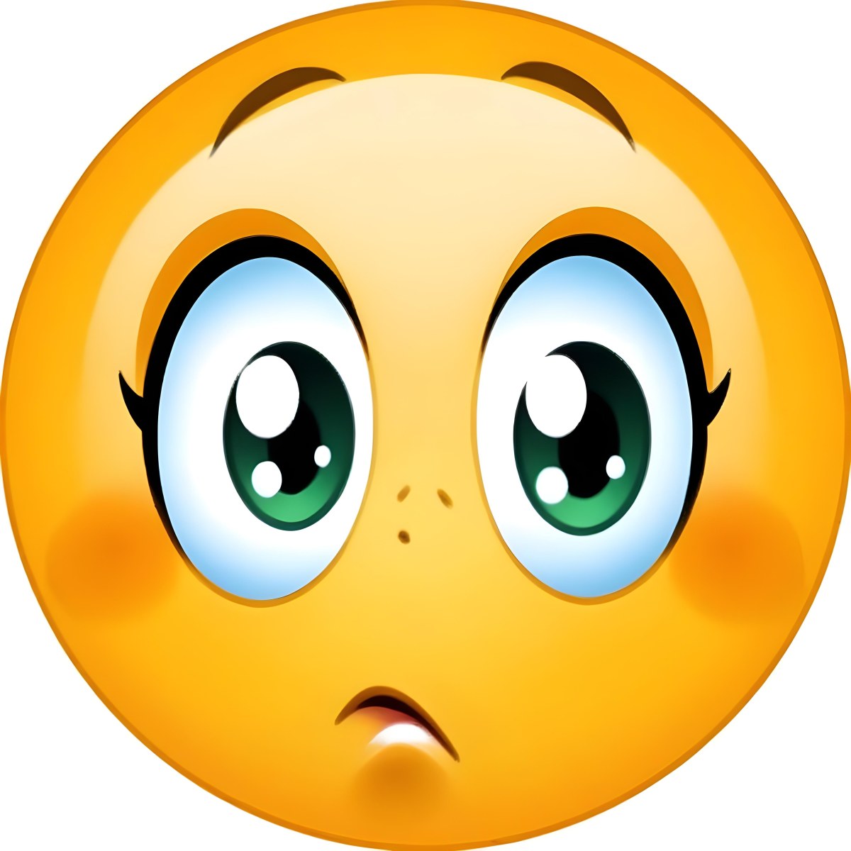 Digital Painting A Yellow Emoji With Big Yellow Eyes A Small Open Mouth And Raised Eyebrows Expressing A Sense Of Concern On A White Background Bold And Slim Lines Brush Strokes 9 Ba66