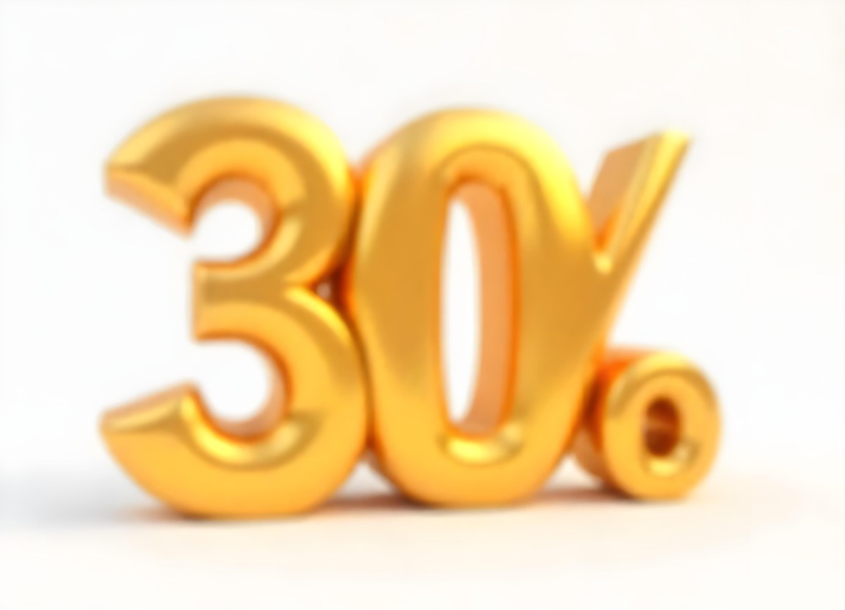 Golden Thirty Percent Symbol On A White Background Shiny Discount Sale Promotion Offer Marketing Advertising Business Finance Shopping Retail 5 D248