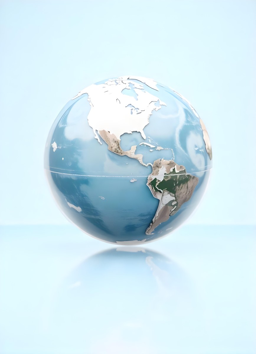 Planet Earth Inside A Water Bubble With South America In Front Water Splashing Inside The Bubble Light Blue Background 14 886e