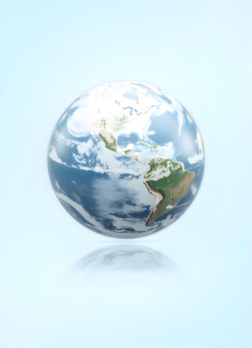 Planet Earth Inside A Water Bubble With South America In Front Water Splashing Inside The Bubble Light Blue Background 19 3012