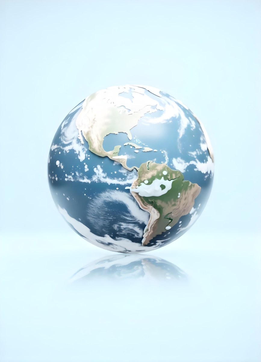 Planet Earth Inside A Water Bubble With South America In Front Water Splashing Inside The Bubble Light Blue Background 20 Ad78