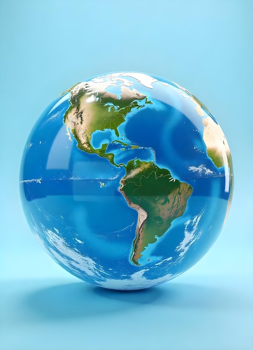 Planet Earth Inside A Water Bubble With South America In Front Water Splashing Inside The Bubble Light Blue Background 6 A1cc