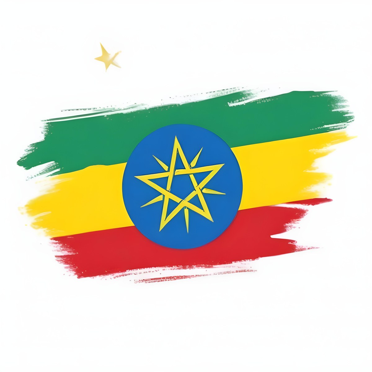 The Flag Of Ethiopia Featuring A Green Yellow And