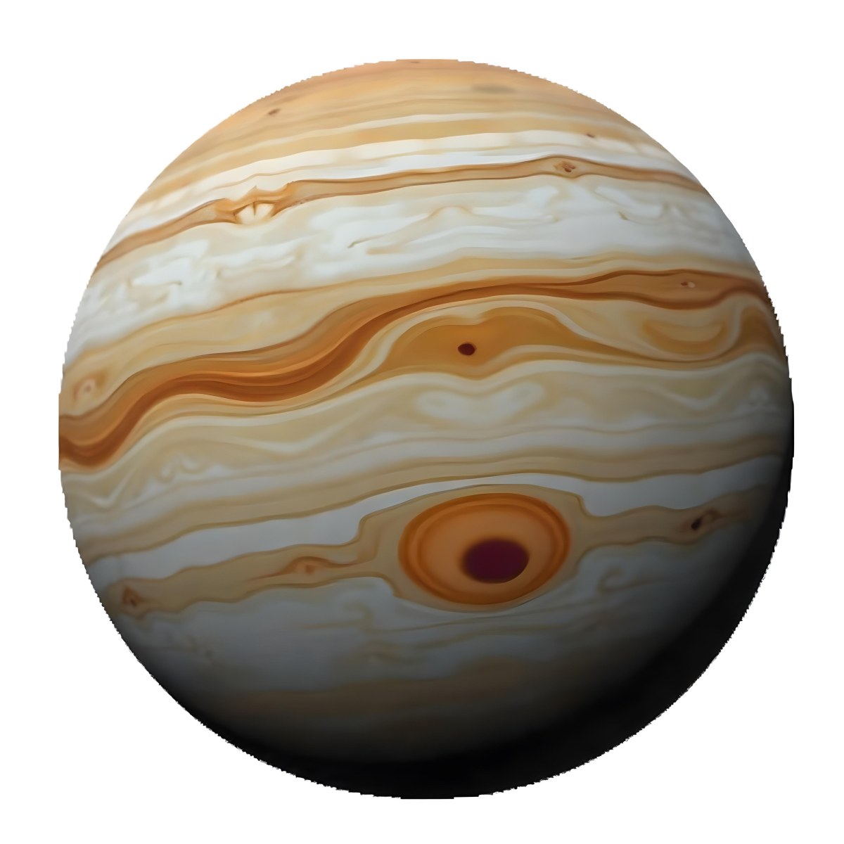 The Planet Jupiter With Its Distinctive Bands Of Color And Swirling Patterns The Great Red Spot Is Visible Isolated On White Background 15 6189