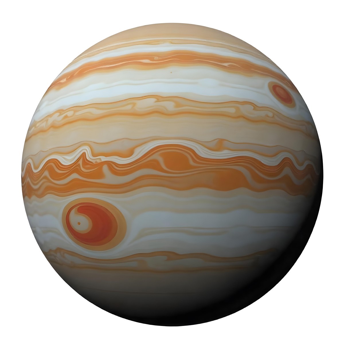 The Planet Jupiter With Its Distinctive Bands Of Color And Swirling Patterns The Great Red Spot Is Visible Isolated On White Background 2 8b2c