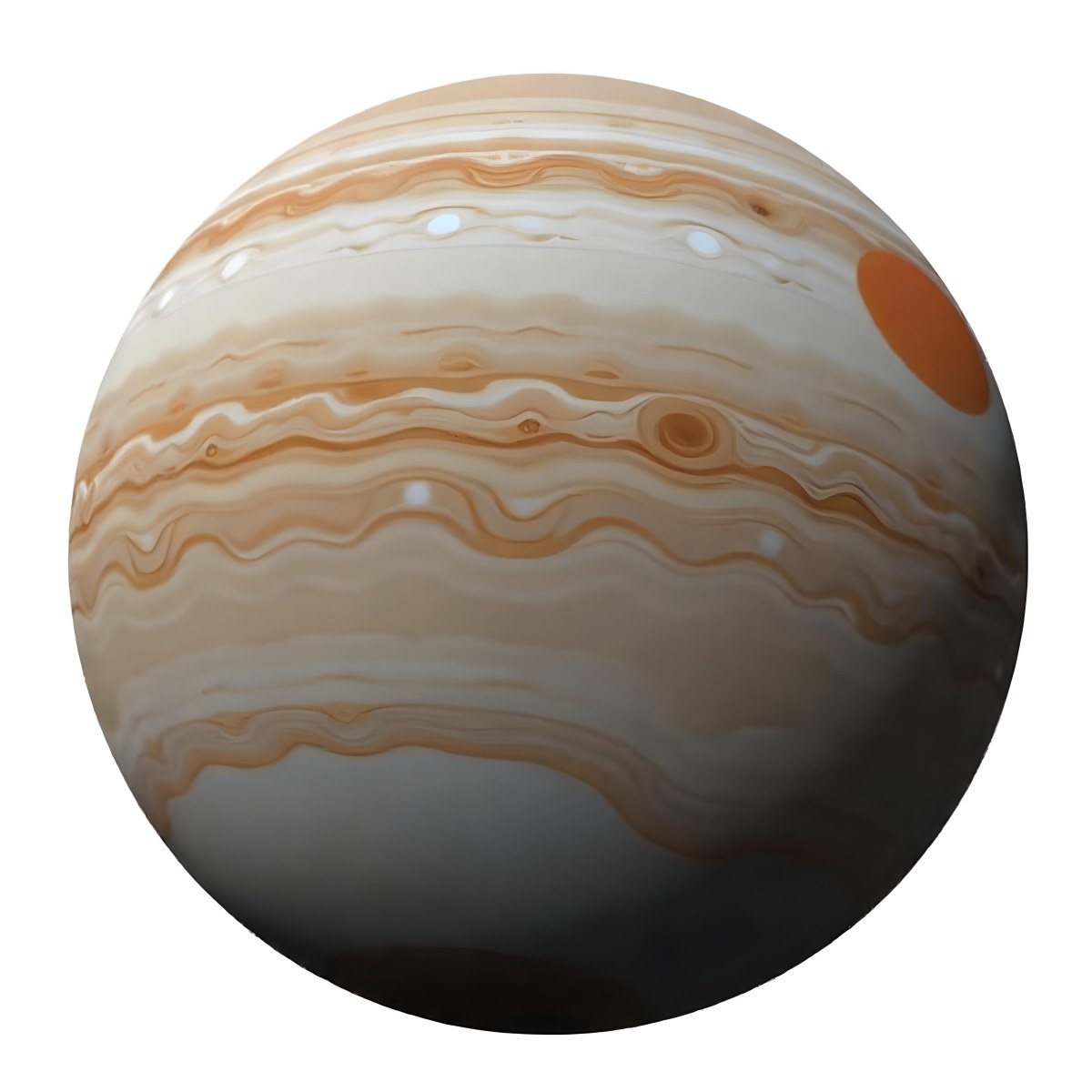 The Planet Jupiter With Its Distinctive Bands Of Color And Swirling Patterns The Great Red Spot Is Visible Isolated On White Background 25 D0c6