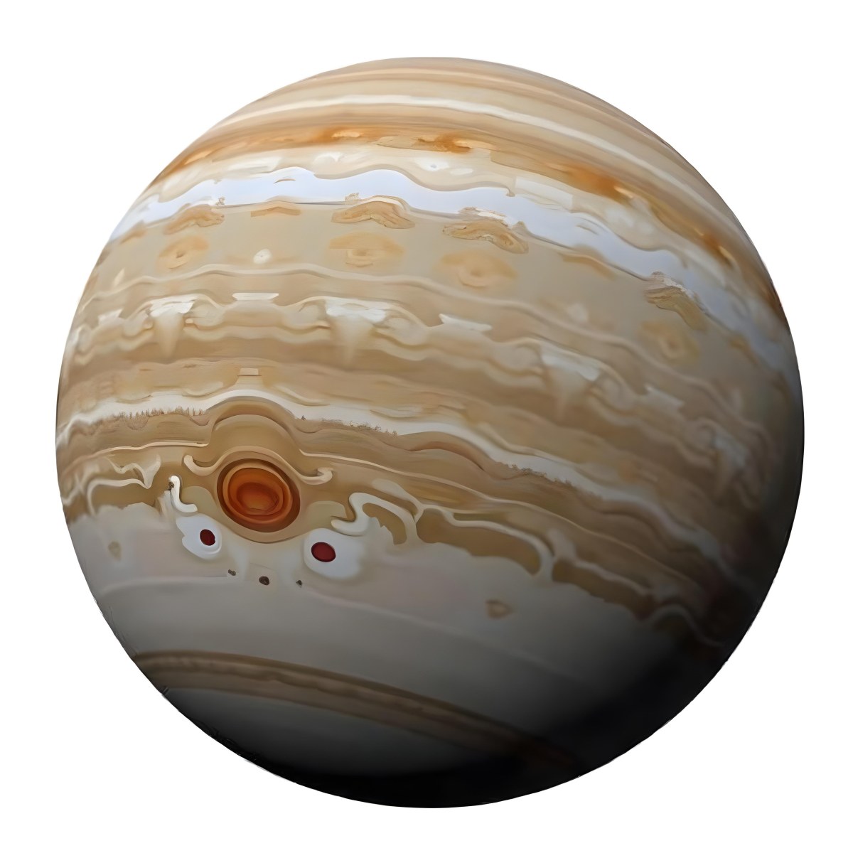 The Planet Jupiter With Its Distinctive Bands Of Color And Swirling Patterns The Great Red Spot Is Visible Isolated On White Background 26 17e4