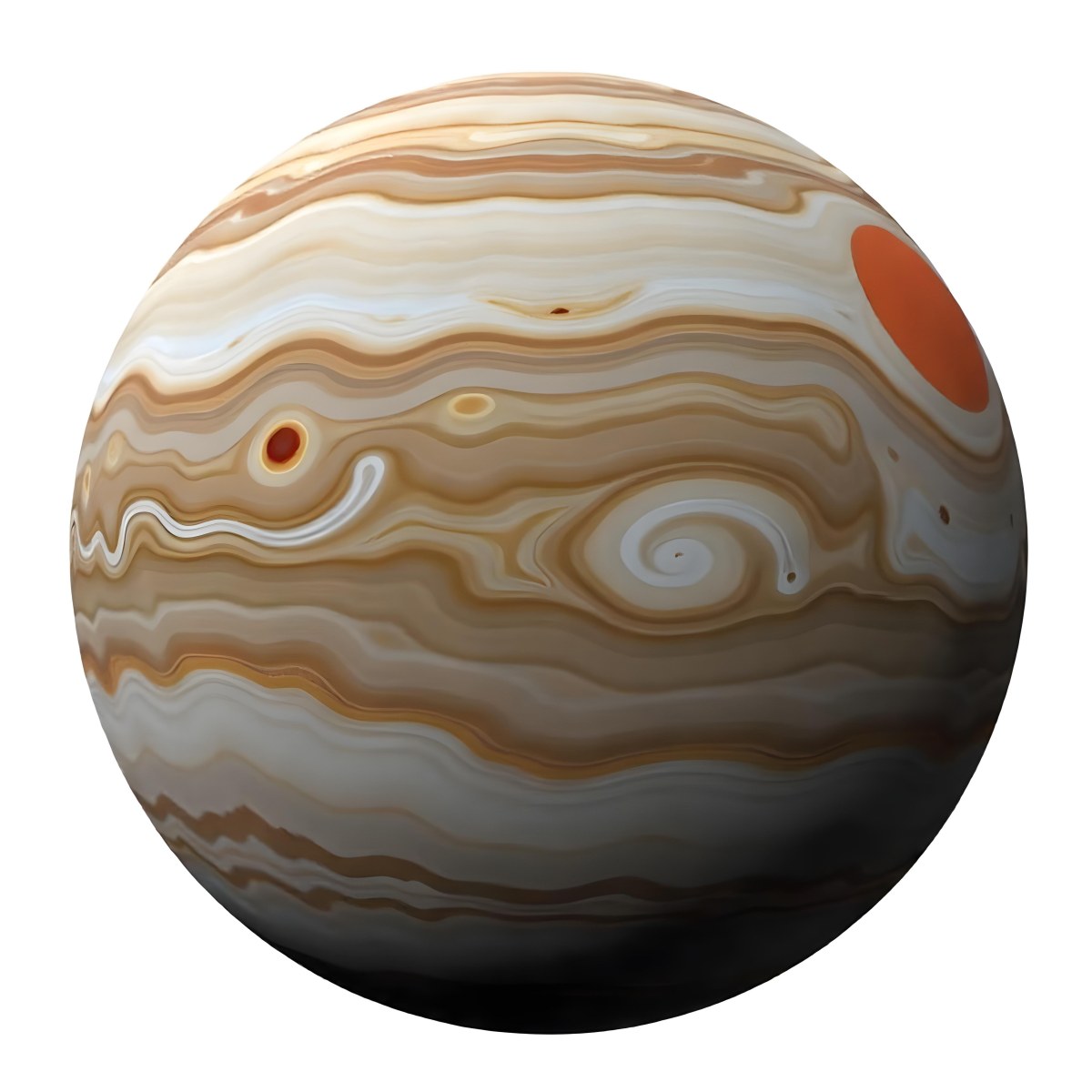 The Planet Jupiter With Its Distinctive Bands Of Color And Swirling Patterns The Great Red Spot Is Visible Isolated On White Background 27 7865