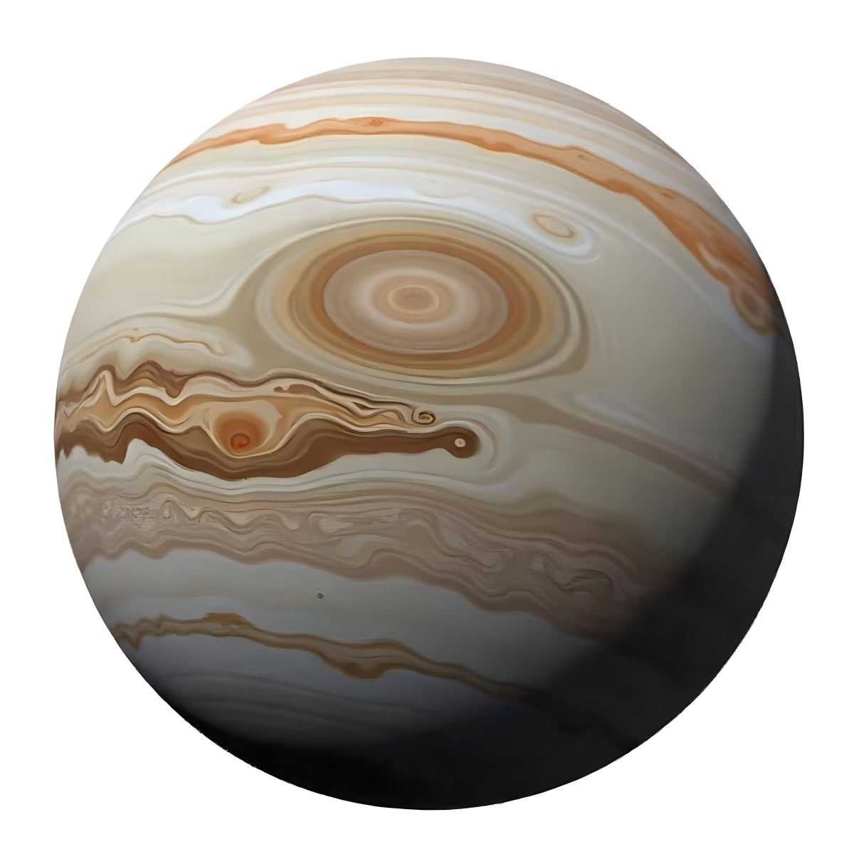 The Planet Jupiter With Its Distinctive Bands Of Color And Swirling Patterns The Great Red Spot Is Visible Isolated On White Background 7 59ba