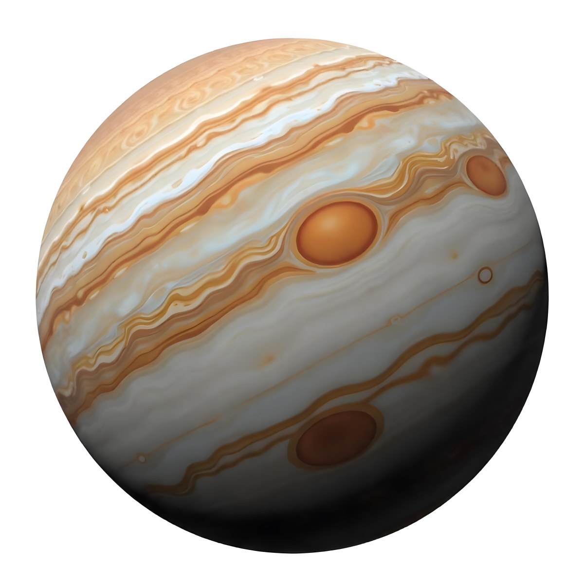 The Planet Jupiter With Its Distinctive Bands Of Color And Swirling Patterns The Great Red Spot Is Visible Isolated On White Background 9 Bb32