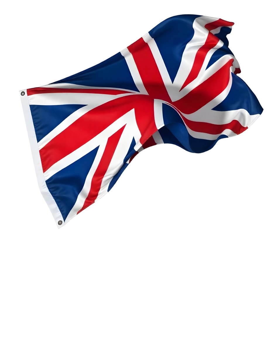 United Kingdom Flag Waving In The Wind White Background 12 2a59