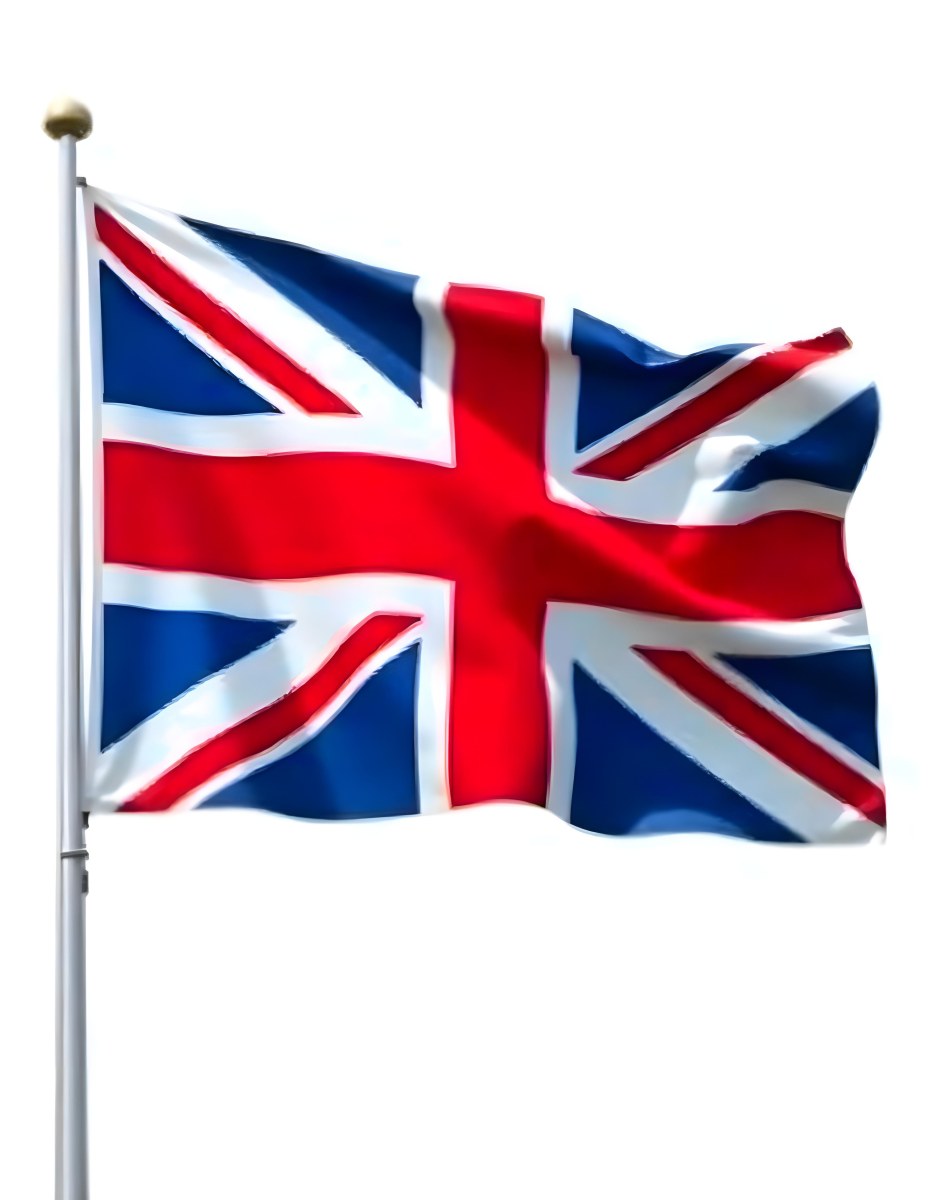 United Kingdom Flag Waving In The Wind White Background 17 3331