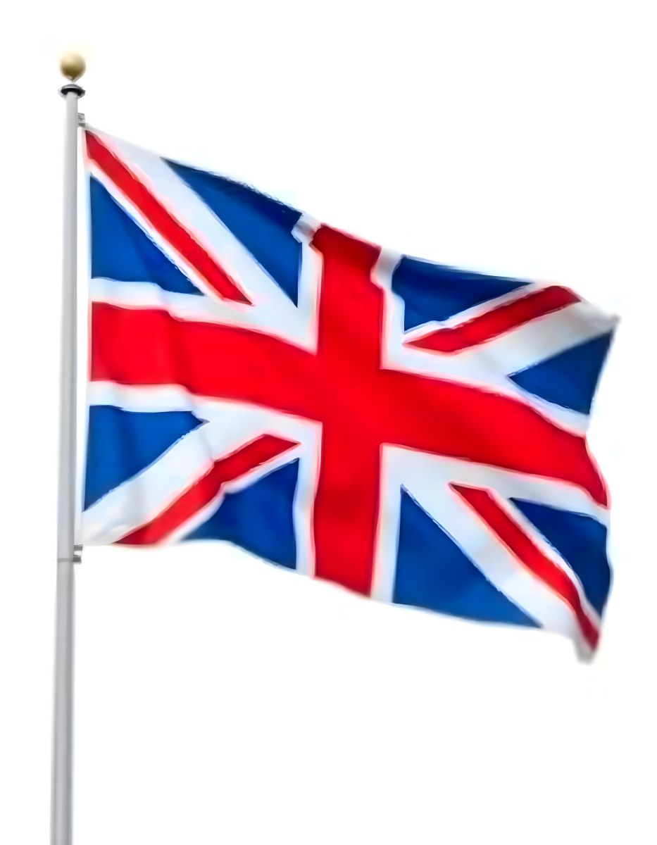 United Kingdom Flag Waving In The Wind White Background 20 58d7