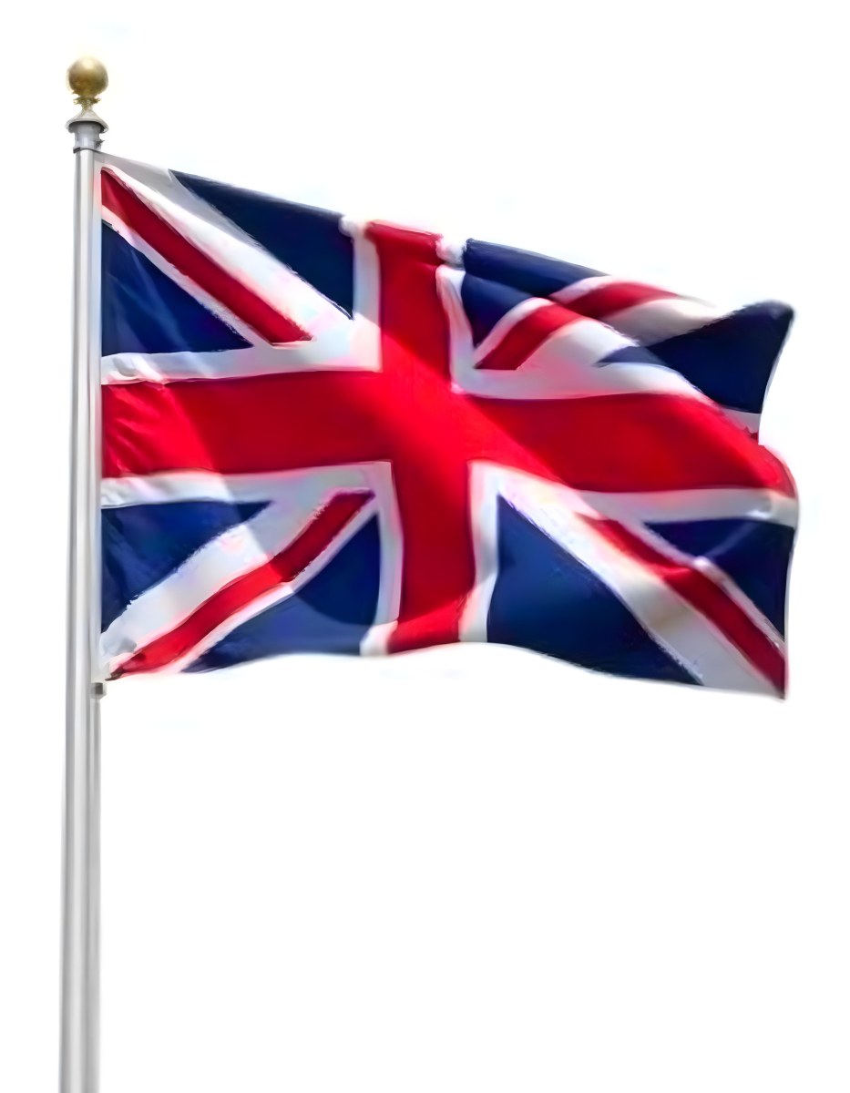United Kingdom Flag Waving In The Wind White Background 37 Ae3e