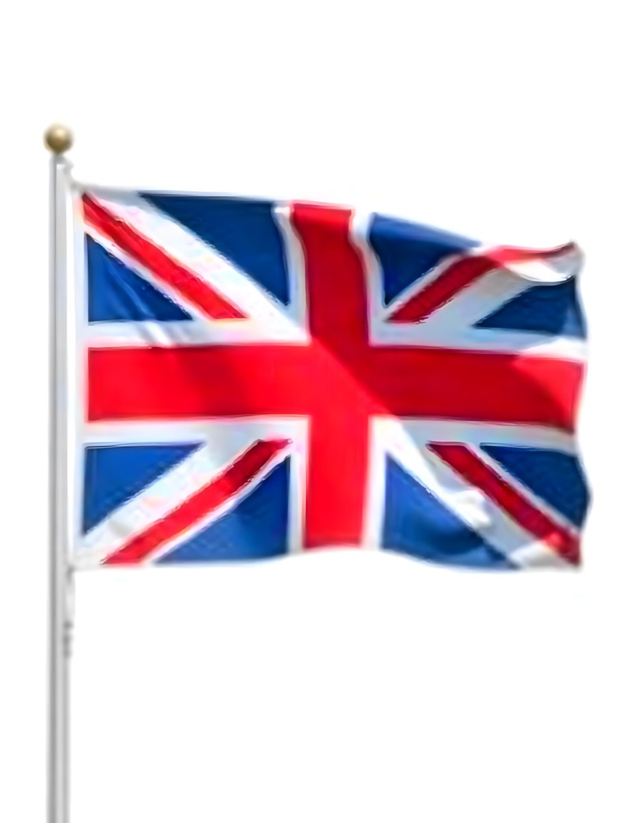 United Kingdom Flag Waving In The Wind White Background 39 8b4d