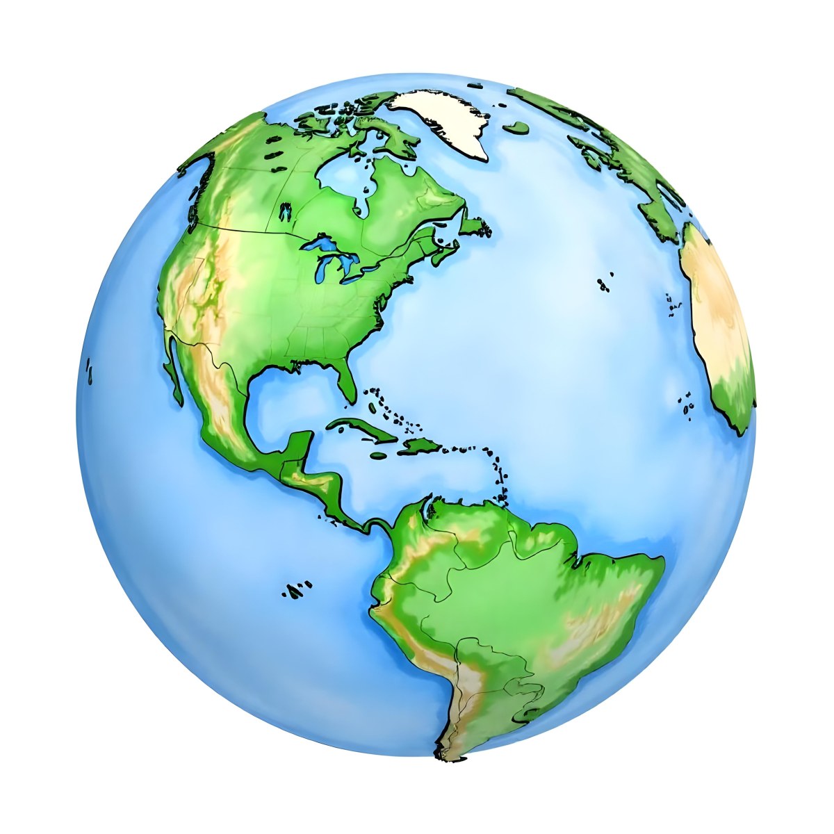 Watercolor Painting Of Planet Earth With Blue Continents And Green Oceans The Americas Are In The Center Isolated On White Background 7 Ac71