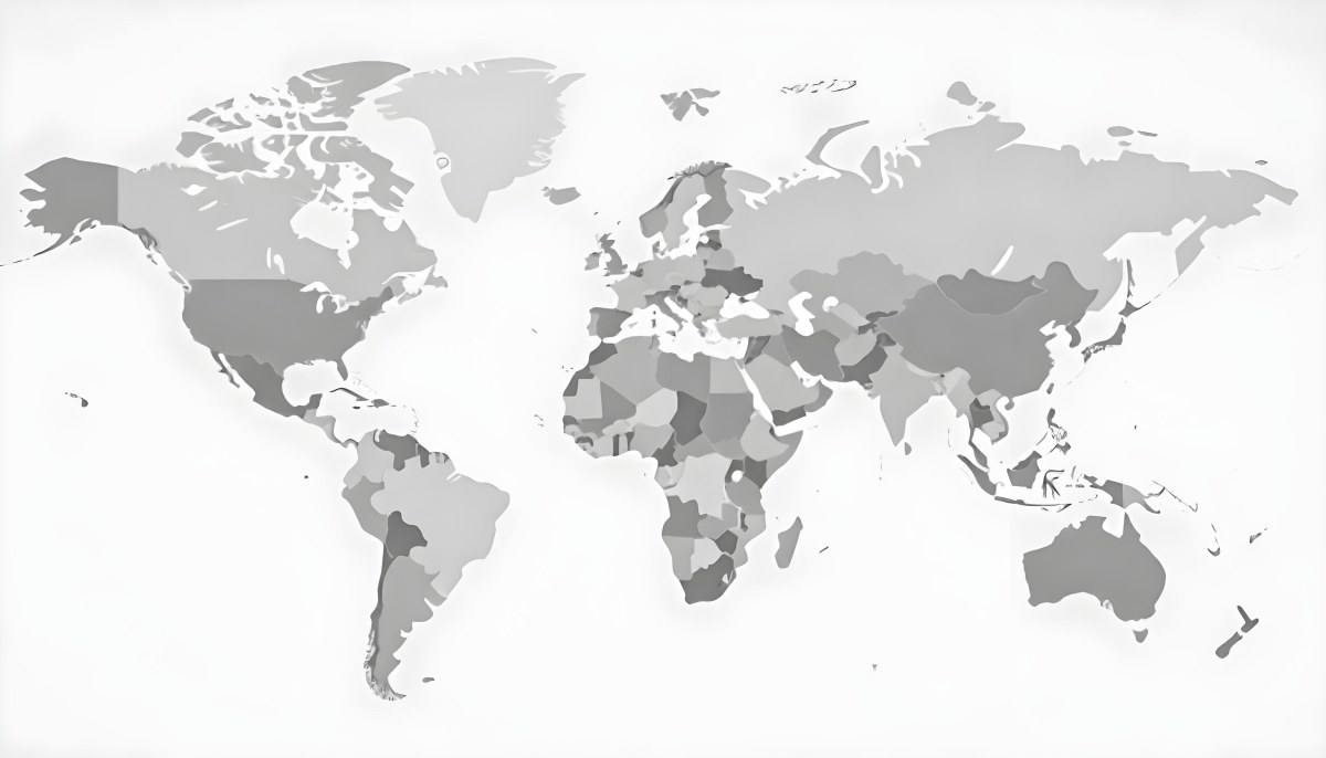 World Map With Countries In Different Shades Of Gray The Background Is Gray The Map Is Centered And The Countries Are Well Defined 19 B47c