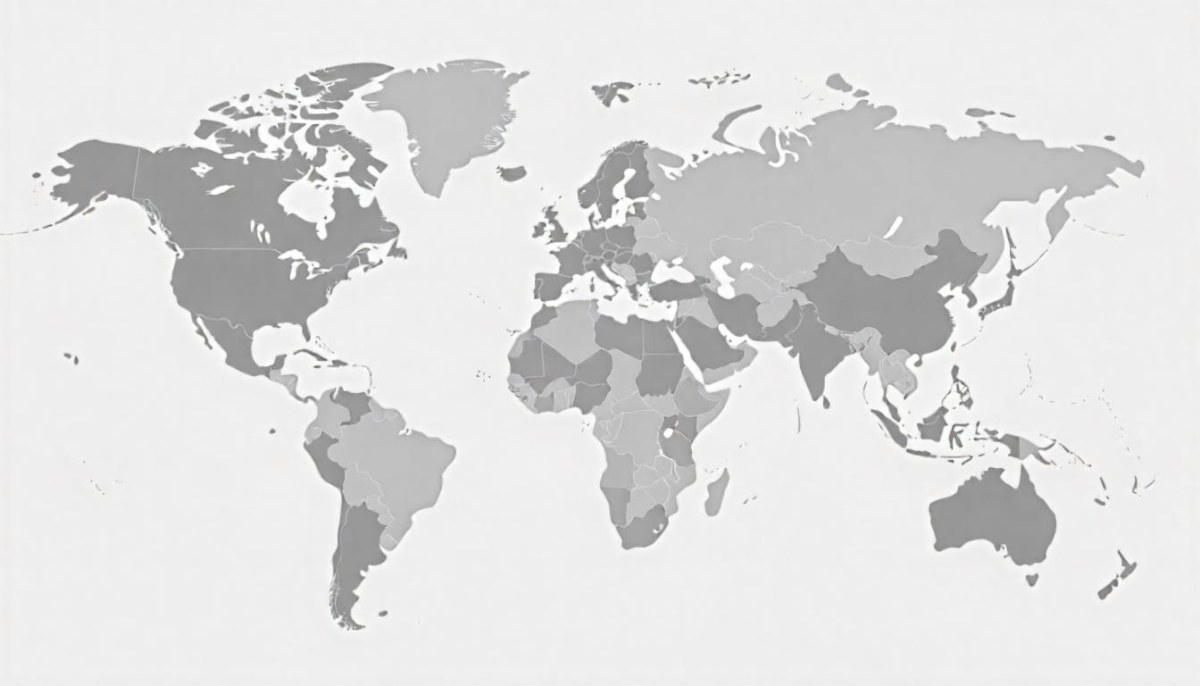 World Map With Countries In Different Shades Of Gray The Background Is Gray The Map Is Centered And The Countries Are Well Defined 2 2952