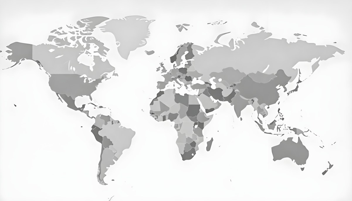 World Map With Countries In Different Shades Of Gray The Background Is Gray The Map Is Centered And The Countries Are Well Defined 21 91a3