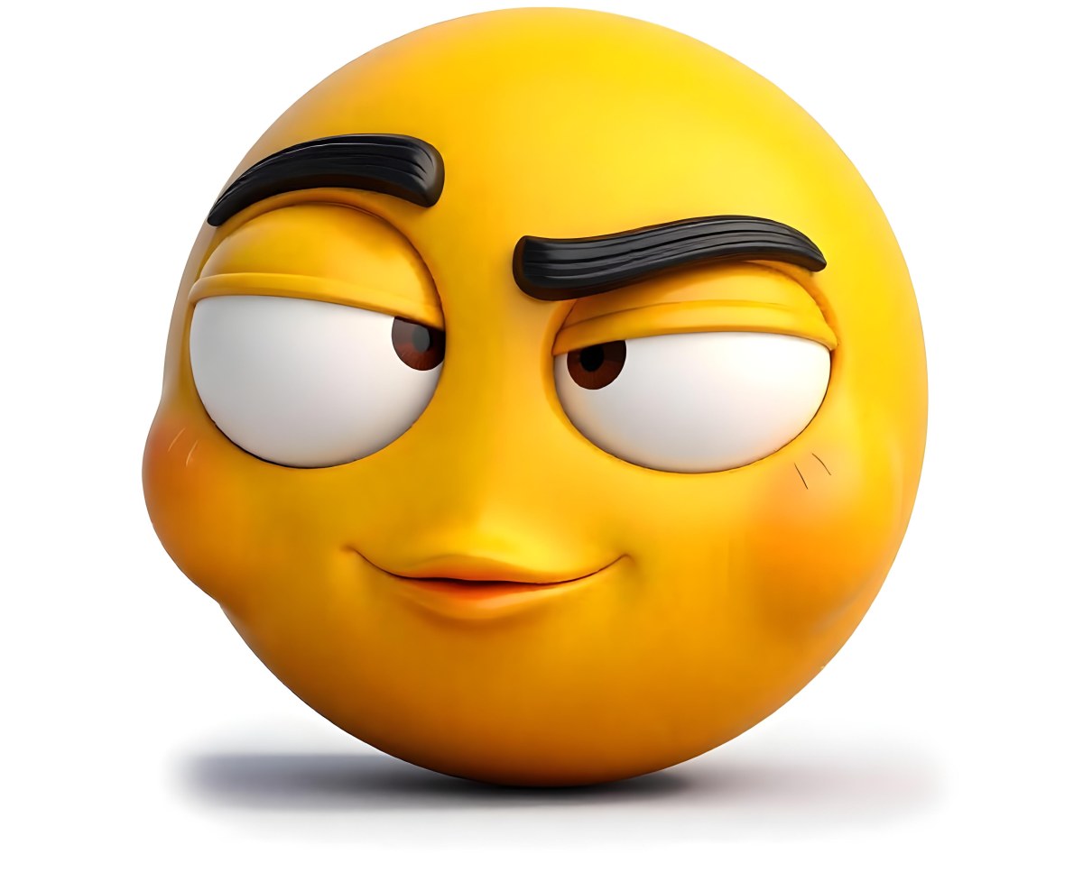 Yellow Emoji With Big Eyes And Thick Eyebrows Looking To The Left Small Mouth White Background 8 3fb8