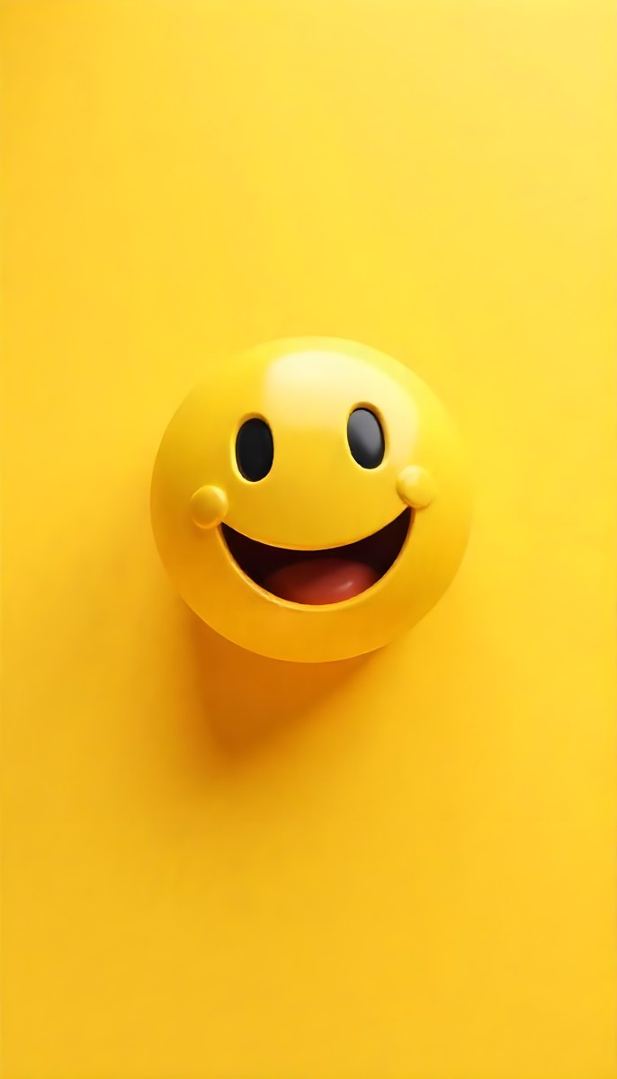 Yellow Smiley Face With Black Eyes And Mouth On A Black Background 12 6aa2
