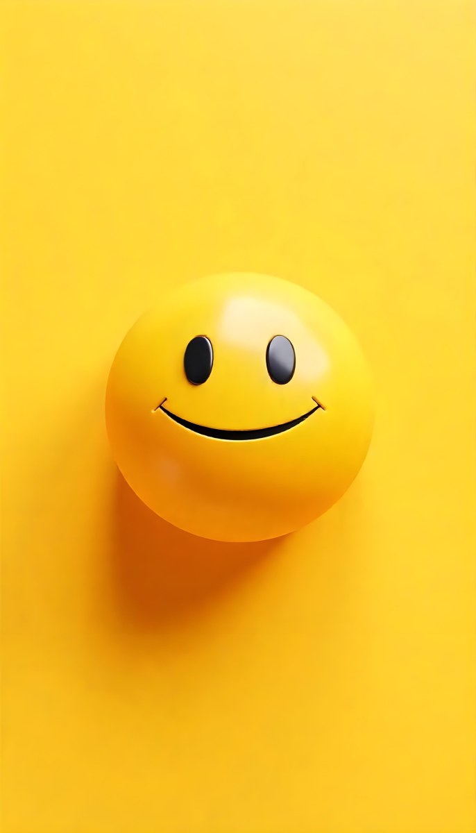 Yellow Smiley Face With Black Eyes And Mouth On A Black Background 13 Ba6f