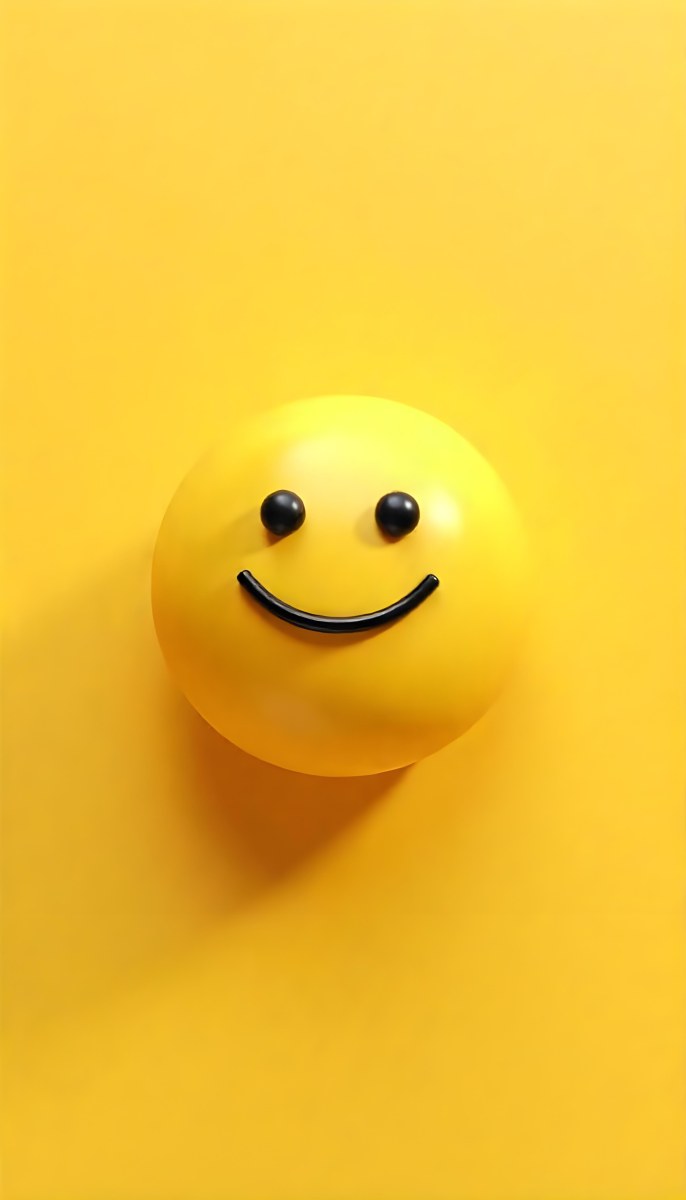 Yellow Smiley Face With Black Eyes And Mouth On A Black Background 18 269f