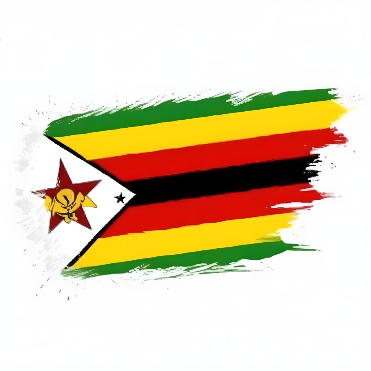 Zimbabwean Flag With A Star Symbol Painted In The National Colors Of Green Yellow And Red 1 125c